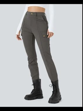NWT HALARA Med Tall Slim Cargo Skinny Pants in Charcoal Grey